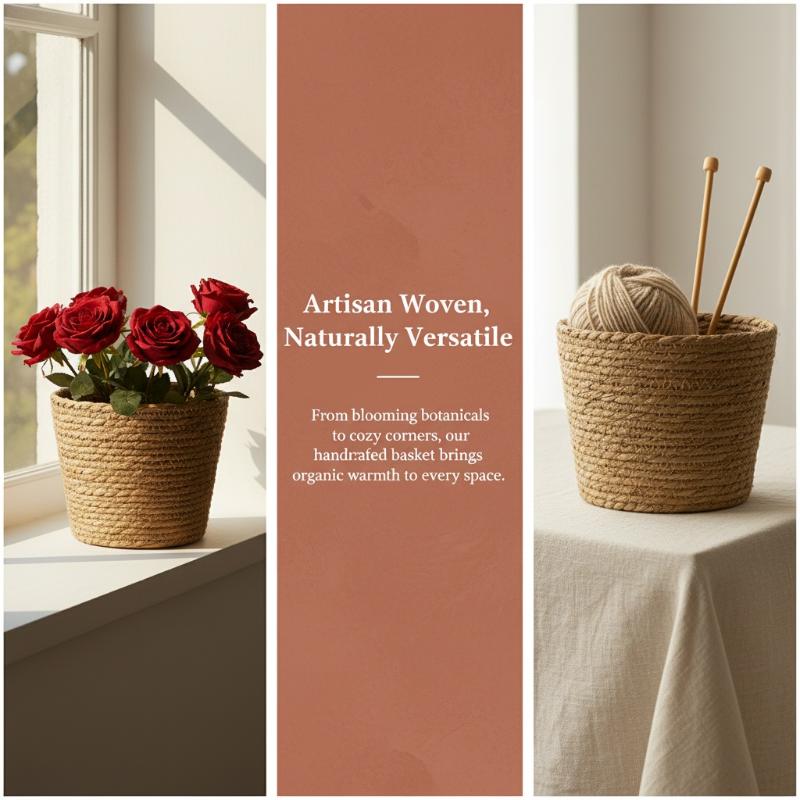 Rattan Basket Flower Pot Straw - Rattan Plant Basket ulasan dan harga