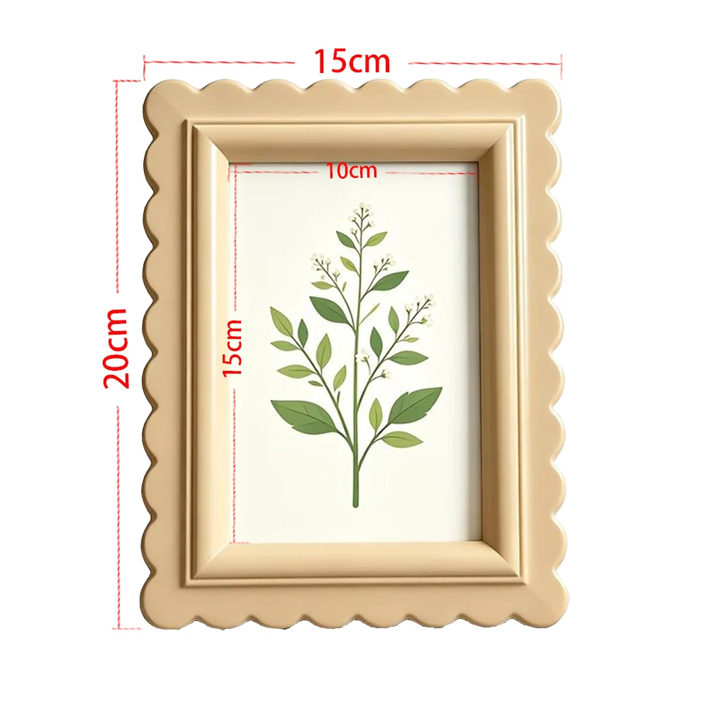 Boho Beige Scalloped Wavy Edge - Bamboo Photo Frame ulasan dan harga