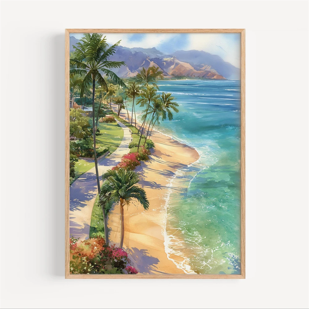 Lombok Watercolor Canvas Paint - Home Decor Indonesia ulasan dan harga