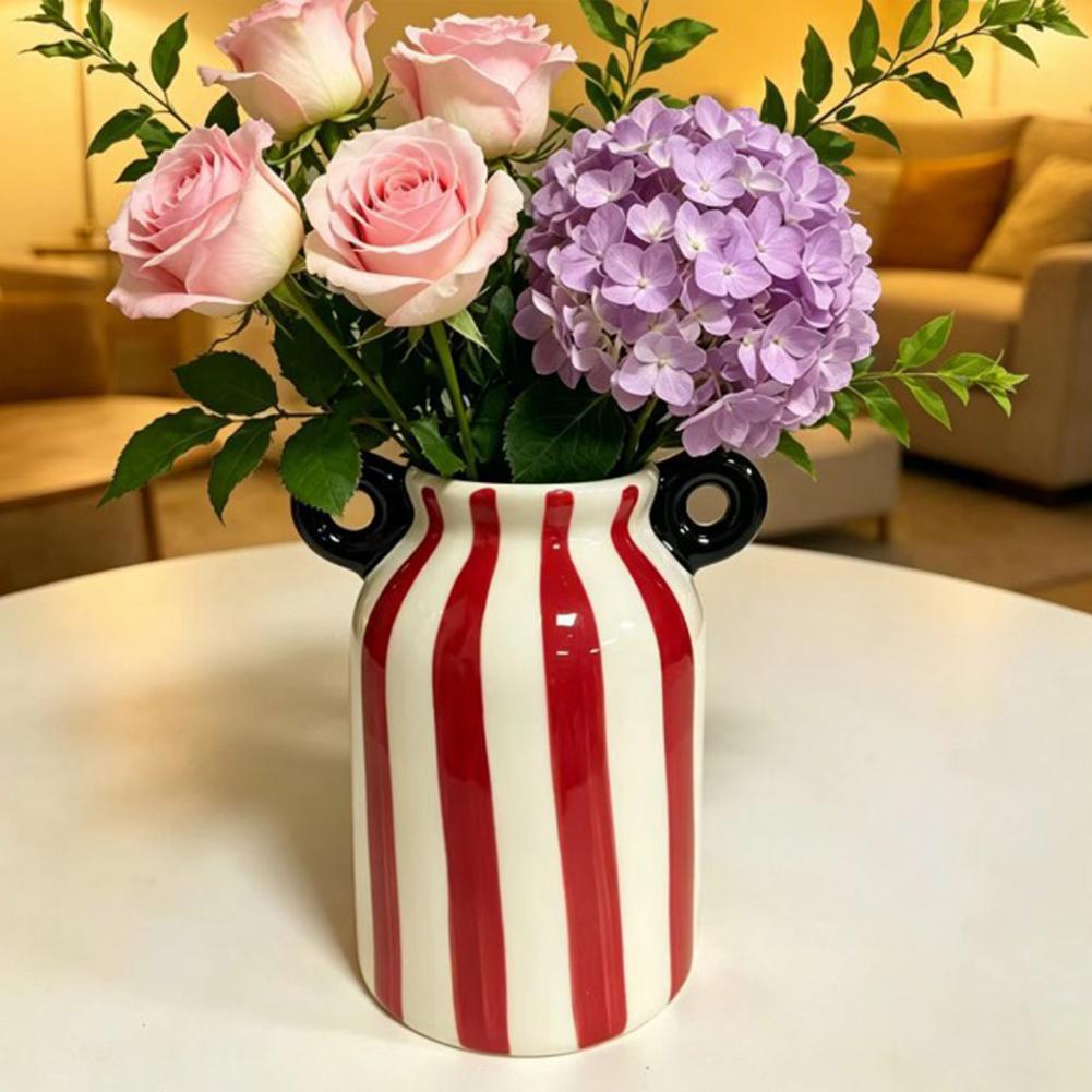 Ceramic Striped Flower Vase wi - Pampas Grass Decor ulasan dan harga